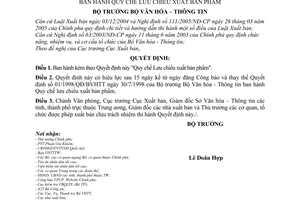 Quyết định 102/2006/QĐ-BVHTT Quy chế Lưu chiểu xuất bản phẩm