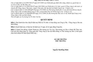 Quyết định 25/2006/QĐ-BTS  Điều lệ Tổ chức  hoạt động Công ty mẹ-Tổng công ty Hải sản Biển Đông