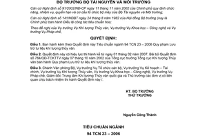Quyết định 24/2006/QĐ-BTNMT Quy phạm Lưu trữ tư liệu khí tượng thủy văn