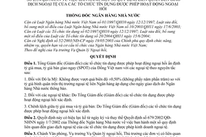 Quyết định 2554/QĐ-NHNN giao dịch ngoại tệ  tổ chức tín dụng được phép hoạt động ngoại hối