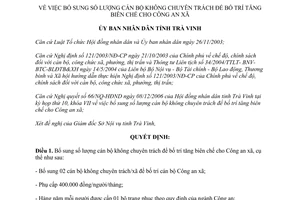 Quyết định 2041/QĐ-UBND 2006 bổ sung số lượng cán bộ không chuyên trách tăng biên chế Công an xã Trà Vinh