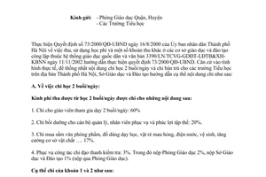 Công văn 296/SGD&ĐT-KHTC hướng dẫn nội dung chi học 2 buổi ngày bán trú