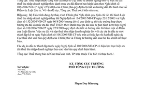 Công văn  308/TCT-PCCS  ưu đãi thuế thu nhập doanh nghiệp