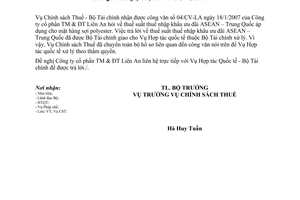 Công văn 1439/BTC-CST  thuế suất hàng sợi polyester