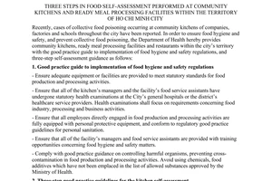 Guidance 509/SYT-VSATTP three steps food self assessment performed community kitchens