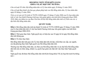 Nghị quyết 08/2007/NQ-HĐND Chương trình mục tiêu giảm nghèo Kiên Giang 2006 2010