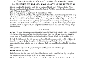 Nghị quyết 14/2007/NQ-HĐND danh mục lệ phí cấp giấy xác nhận thay đổi giấy chứng nhận quyền sở hữu nhà ở trên địa bàn tỉnh Kiên Giang