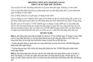 Nghị quyết 28/2007/NQ-HĐND Danh mục lệ phí cấp giấy phép xả nước thải công trình thủy lợi Kiên Giang