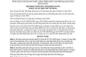 Nghị quyết 23/2007/NQ-HĐND phí thẩm định thăm dò khai thác nước dưới đất nước mặt xả thải Kiên Giang