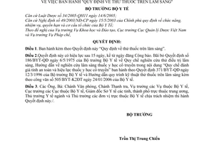 Quyết định 01/2007/QĐ-BYT Quy định thử thuốc trên lâm sàng