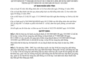 Quyết định 02/2007/QĐ-UBND bãi bỏ các Quyết định 102/2003/QĐ-UB và 77/2004/QĐ-UB