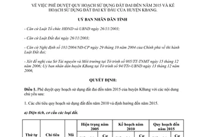 Quyết định 03 /2007/QĐ-UBND quy hoạch sử dụng đất đai đến năm 2015 huyện KBang