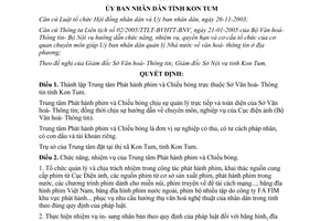 Quyết định 01/2007/QĐ-UBND thành lập Trung tâm Phát hành phim và Chiếu bóng Kon Tum