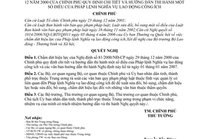 Nghị quyết 02/2007/NQ-CP chấm dứt hiệu lực Nghị định 81/2000/NĐ-CP hướng dẫn thi hành Pháp lệnh nghĩa vụ lao động công ích