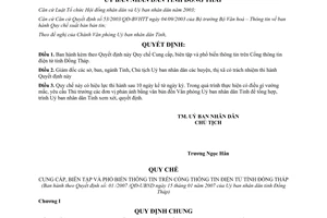 Quyết định 01/2007/QĐ-UBND Quy chế cung cấp biên tập phổ biến thông tin cổng thông tin điện tử Đồng Tháp