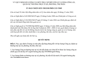 Quyết định 02/2007/QĐ-UBND lượng mức phụ cấp công an quân sự thường trực xã