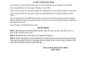 Quyết định 01/2007/QĐ-UBND Quy chế tiếp công dân tiếp nhận xử lý đơn thư khiếu nại tố cáo Hà Nam