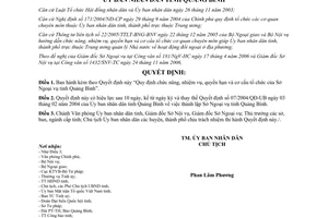 Quyết định 01/2007/QĐ-UBND chức năng nhiệm vụ quyền hạn và cơ cấu tổ chức