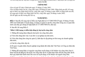 Nghị định 09/2007/NĐ-CP tuyển dụng, sử dụng quản lý cán bộ, công chức trong cơ quan nhà nước sửa đổi Nghị định 117/2003/NĐ-CP