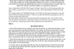 Thông tư 01/2007/TT-BNN hướng dẫn dự án hỗ trợ phát triển sản xuất chuyển dịch cơ cấu kinh tế nâng cao trình độ sản xuất đồng bào dân tộc miền núi