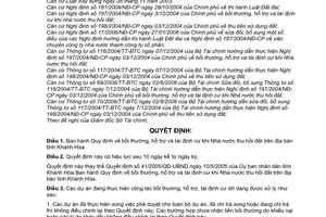 Quyết định 02/2007/QĐ-UBND quy định bồi thường, hỗ trợ tái định cư khi nhà nước thu hồi đất tỉnh Khánh Hòa