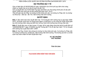 Quyết định 05/2007/QĐ-BYT 10 lời khuyên dinh dưỡng hợp lý giai đoạn 2006 -2010 Chiến lược quốc gia dinh dưỡng giai đoạn 2001- 2010