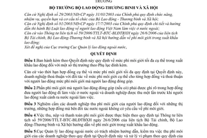 Quyết định 05/2007/QĐ-BLĐTBXH qui định mức phí môi giới xuất khẩu lao động thị trường
