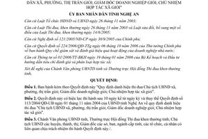 Quyết định 03/2007/QĐ-UBND danh hiệu thi đua Chủ tịch Uỷ ban Giám đốc doanh nghiệp Chủ nhiệm hợp tác xã giỏi Nghệ An