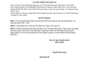 Quyết định 02/2007/QĐ-UBND Kế hoạch công tác giáo dục quốc phòng an ninh giai đoạn 2006-2010 Quận 8