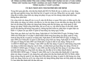 Chỉ thị 04/2007/CT-UBND tăng cường kiểm tra xử lý công trình xây dựng sai phép không có giấy phép xây dựng vi phạm quy trình quản lý chất lượng