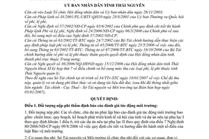 Quyết định 139/2007/QĐ-UBND  mức thu nộp, quản lý sử dụng phí thẩm định báo cáo đánh giá tác động môi trường trên địa bàn tỉnh Thái Nguyên