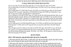 Quyết định 140/2007/QĐ-UBND mức thu nộp, quản lý sử dụng phí thẩm định cấp quyền sử dụng đất tỉnh Thái Nguyên