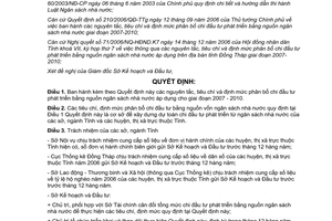 Quyết định 02/2007/QĐ-UBND nguyên tắc tiêu chí định mức phân bổ chi đầu tư