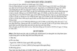 Quyết định 293/QĐ-UBND  mức thu, nộp, tỷ lệ điều tiết, chế độ quản lý