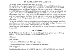 Quyết định 299/QĐ-UBND mức thu, nộp, chế độ quản lý sử dụng phí