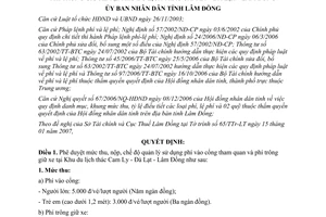 297/QĐ-UBND năm 2007 thu nộp chế độ quản lý sử dụng phí tại thác Cam Ly