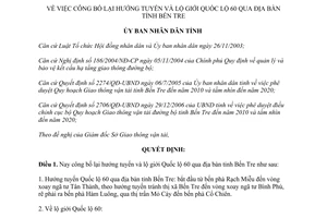 Quyết định 01/2007/QĐ-UBND công bố lại hướng tuyến lộ giới Quốc lộ 60 Bến Tre