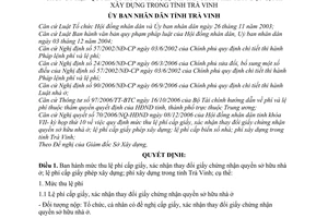 Quyết định 02/2007/QĐ-UBND mức thu lệ phí cấp giấy, xác nhận thay đổi