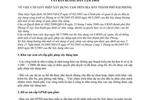 Hướng dẫn 02/CV-SXD cấp giấy phép xây dựng tạm trên địa bàn thành phố Hải Phòng