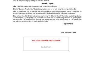 Quyết định 06/2007/QĐ-BYT Quy chế truyền máu