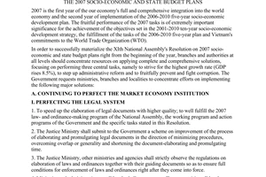 Resolution No. 03/2007/NQ-CP of January 19, 2007 on major solutions to direct and administer the implementation of the 2007 socio-economic and state budget plans