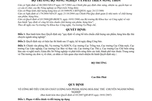Quyết định 03/2007/QĐ-BNN Quy định công bố tiêu chuẩn chất lượng sản phẩm hàng hóa đặc thù chuyên ngành công nghiệp