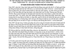 Chỉ thị 03/2007/CT-UBND tập trung giải pháp chủ yếu thực hiện mục tiêu nhiệm vụ phát triển kinh tế xã hội ngân sách thành phố  năm 2007