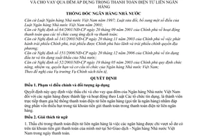 Quyết định 04/2007/QĐ-NHNN thấu chi cho vay qua đêm áp dụng thanh toán điện tử liên ngân hàng