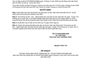 Quyết định 05/2007/QĐ-UBND Kế hoạch chỉ đạo điều hành phát triển kinh tế xã hội thành phố năm 2007