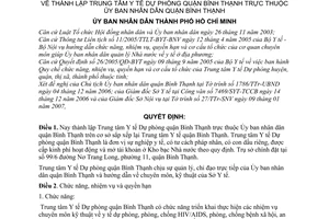 Quyết định 08/2007/QĐ-UBND thành lập Trung tâm Y tế Dự phòng quận Bình Thạnh thuộc Ủy ban nhân dân quận Bình Thạnh