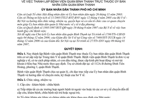 Quyết định 11/2007/QĐ-UBND thành lập Bệnh viện quận Bình Thạnh thuộc Ủy ban nhân dân quận Bình Thạnh