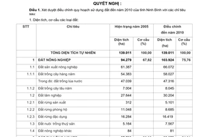 Nghị quyết 04/2007/NQ-CP điều chỉnh quy hoạch sử dụng đất đến năm 2010 và kế hoạch sử dụng đất 5 năm (2006 - 2010) Ninh Bình