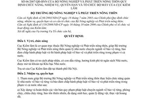 Quyết định 06/2007/QĐ-BNN chức năng nhiệm vụ quyền hạn tổ chức bộ máy Cục Kiểm lâm