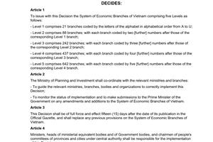 Decision No. 10/2007/QD-TTg of January 23, 2007 promulgating The Vietnams system